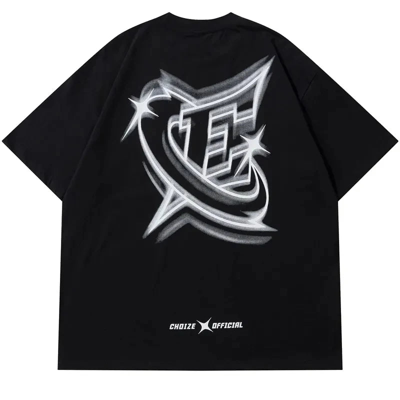 Retro Graphic Tee - Black front view