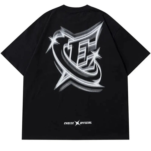 Retro Graphic Tee - Black front view